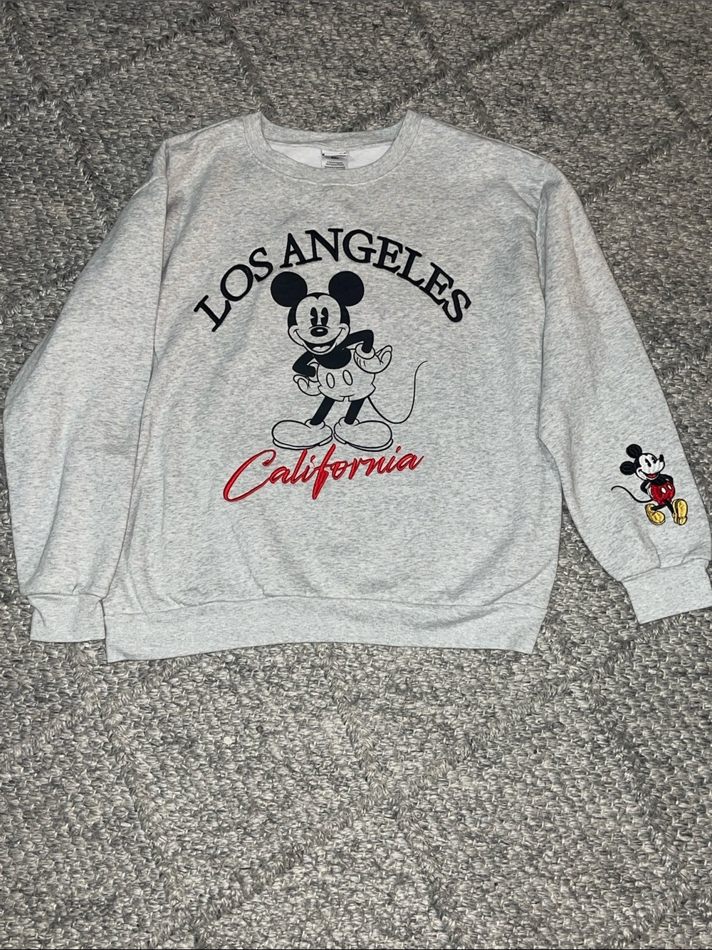 Disney Light Gray Mickey Los Angeles California Crewneck Sweatshirt
